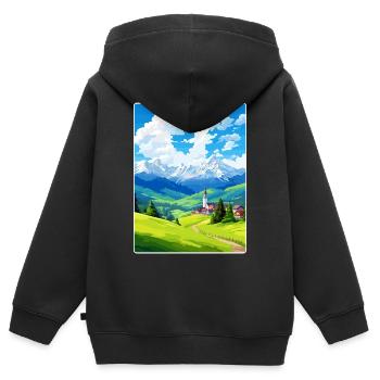 Berchtesgaden Allemagne Affiche de voyage Souvenir WPA - Sweat Premium à capuche zippé enfant bio - noir - Dos - AI Model Kid Male (0cm)