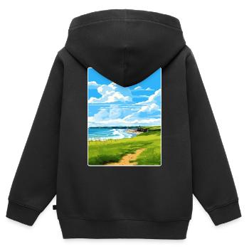 Bude Cornwall England Reiseposter Souvenir WPA - Kinder Premium Organic Zip Hoodie - Schwarz - Hinten - AI Model Kid Male (0cm)