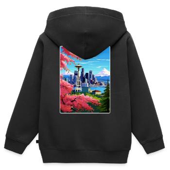 Seattle Washington DC Reiseposter Souvenir WPA - Kinder Premium Organic Zip Hoodie - Schwarz - Hinten - AI Model Kid Male (0cm)