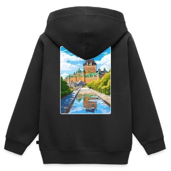 Quebec City Canada Travel Poster Souvenir Paint WP - Kids Premium Organic Zip-up Hoodie - black - Back - AI Model Kid Male (0cm)