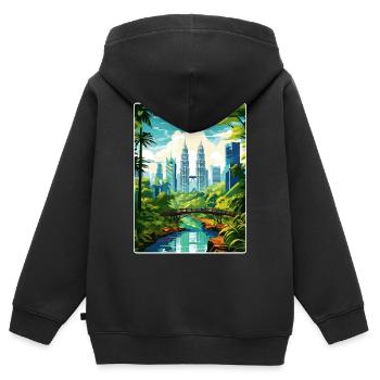 Kuala Lumpur Malaysia Reiseposter Souvenir WPA - Kinder Premium Organic Zip Hoodie - Schwarz - Hinten - AI Model Kid Male (0cm)