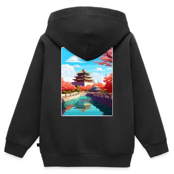 Beijing China Travel Poster Souvenir Painting WPA - Kids Premium Organic Zip-up Hoodie - black - Back - AI Model Kid Male (0cm)