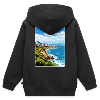 Lima Pérou Affiche de voyage Peinture de carte postale souvenir - Sweat Premium à capuche zippé enfant bio - noir - Dos - AI Model Kid Male (0cm)
