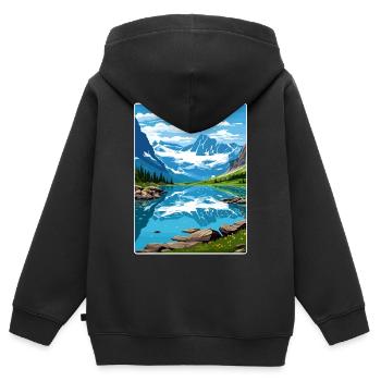 Gletscher-Nationalpark Reiseposter Souvenir WPA - Kinder Premium Organic Zip Hoodie - Schwarz - Hinten - AI Model Kid Male (0cm)