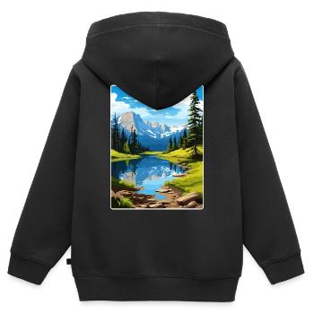 Rocky Mountain Nationalpark Colorado Travel Card - Kinder Premium Organic Zip Hoodie - Schwarz - Hinten - AI Model Kid Male (0cm)