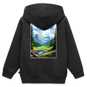 Gletscher-Nationalpark Reiseposter Souvenir WPA - Kinder Premium Organic Zip Hoodie - Schwarz - Hinten - AI Model Kid Male (0cm)