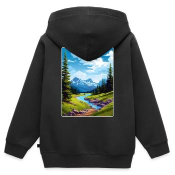 Gletscher-Nationalpark Reiseposter Souvenir WPA - Kinder Premium Organic Zip Hoodie - Schwarz - Hinten - AI Model Kid Male (0cm)