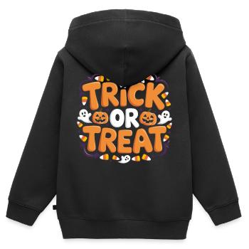 Trick or Treat - Kinder Premium Organic Zip Hoodie - Schwarz - Hinten - AI Model Kid Male (0cm)