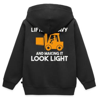 Gabelstaplerfahrer Schwermaschinenfahrer Lustig - Kinder Premium Organic Zip Hoodie - Schwarz - Hinten - AI Model Kid Male (0cm)