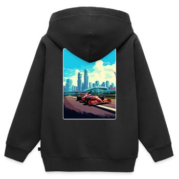 Singapur Rennstrecke Motorsport Rennreise Poster - Kinder Premium Organic Zip Hoodie - Schwarz - Hinten - AI Model Kid Male (0cm)