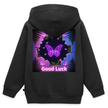 Viel Glück - Kinder Premium Organic Zip Hoodie - Schwarz - Hinten - AI Model Kid Male (0cm)
