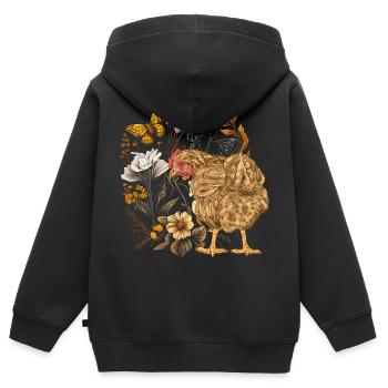 Huhn Hühner Henne Natur Tierfreund tierlieb - Kinder Premium Organic Zip Hoodie - Schwarz - Hinten - AI Model Kid Male (0cm)