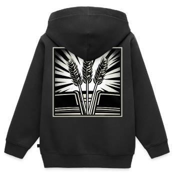 3 ears of grain wheat - Kids Premium Organic Zip-up Hoodie - black - Back - AI Model Kid Male (0cm)