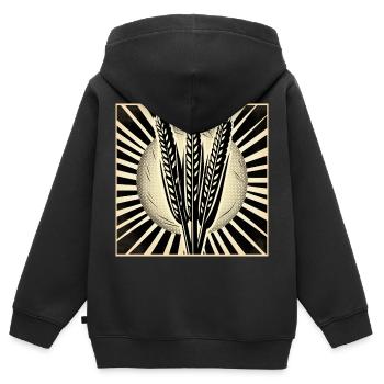 3 grain ears of wheat - Kids Premium Organic Zip-up Hoodie - black - Back - AI Model Kid Male (0cm)