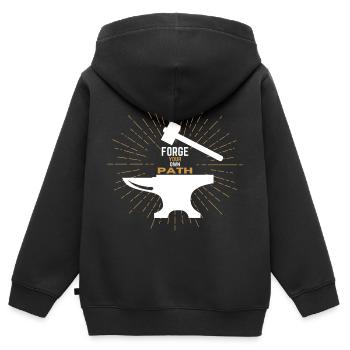 Gehe deinen eigenen Weg - Kinder Premium Organic Zip Hoodie - Schwarz - Hinten - AI Model Kid Male (0cm)