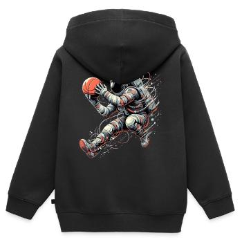 Basketball astronaute astronaute Spaceman cadeau - Sweat Premium à capuche zippé enfant bio - noir - Dos - AI Model Kid Male (0cm)