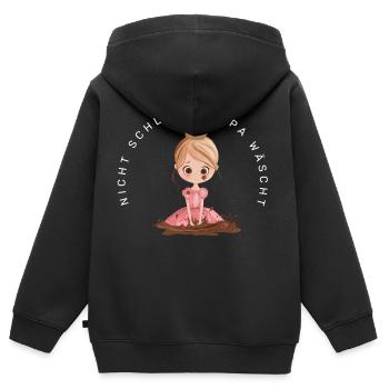 Nicht schlimm, Papa wäscht (Prinzessin) - Kinder Premium Organic Zip Hoodie - Schwarz - Hinten - AI Model Kid Male (0cm)