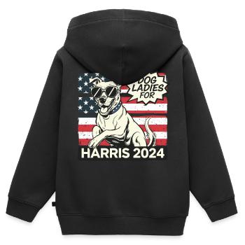 Dog Ladies For Kamala Harris 2024 USA Amerika - Kinder Premium Organic Zip Hoodie - Schwarz - Hinten - AI Model Kid Male (0cm)