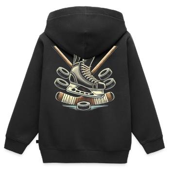 Hockey Skates Sticks Illustration - Kinder Premium Organic Zip Hoodie - Schwarz - Hinten - AI Model Kid Male (0cm)