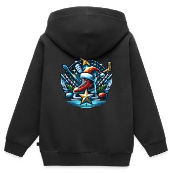 EishockeySpieler Winter - Kinder Premium Organic Zip Hoodie - Schwarz - Hinten - AI Model Kid Male (0cm)