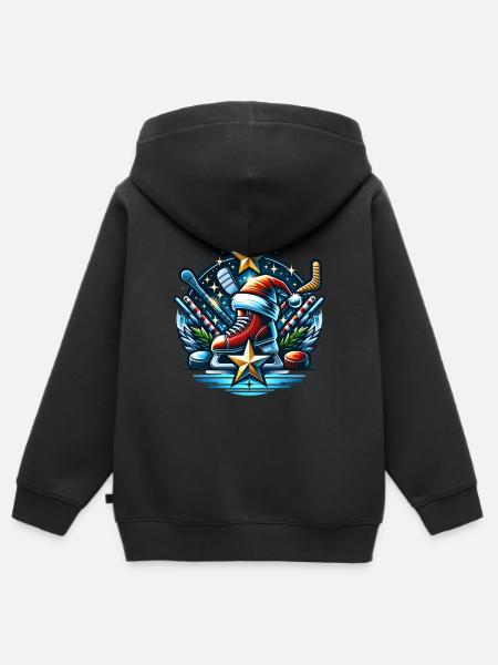 EishockeySpieler Winter - Kinder Premium Organic Zip Hoodie - Schwarz