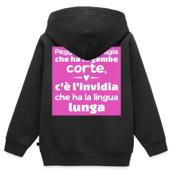 sticker ironic phrase lie envy sticker - Kids Premium Organic Zip-up Hoodie - black - Back - AI Model Kid Male (0cm)