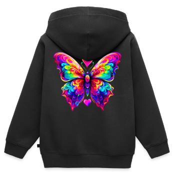 Papillon Haut en Couleurs - Sweat Premium à capuche zippé enfant bio - noir - Dos - AI Model Kid Male (0cm)