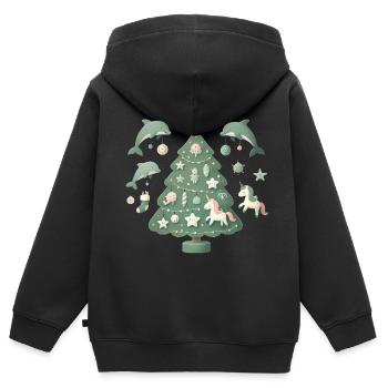 Whimsical Christmas Tree Fantasy - Kids Premium Organic Zip-up Hoodie - black - Back - AI Model Kid Male (0cm)