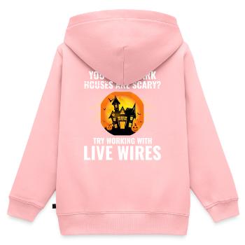 Elektriker Halloween Lebendige Drähte Dunkle Häuser Humor - Kinder Premium Organic Zip Hoodie - Rosa - Hinten - AI Model Kid Female (0cm)