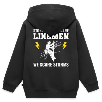 Linemen stürmen furchtloses Stromnetz Elektrizität - Kinder Premium Organic Zip Hoodie - Schwarz - Hinten - AI Model Kid Male (0cm)