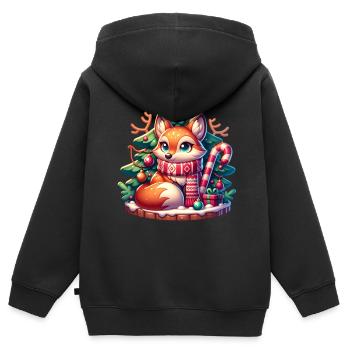 Fuchs Weihnachtlich Weihnachten Winter - Kinder Premium Organic Zip Hoodie - Schwarz - Hinten - AI Model Kid Male (0cm)
