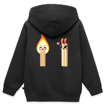 Verspieltes Matchstick Friends Design - Kinder Premium Organic Zip Hoodie - Schwarz - Hinten - AI Model Kid Male (0cm)
