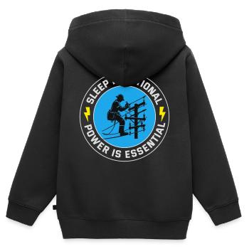 Lineman Power Essential Sleep Optional Dedication - Kids Premium Organic Zip-up Hoodie - black - Back - AI Model Kid Male (0cm)