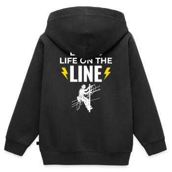 Lineman Life Line Brave Dedicated Work - Kids Premium Organic Zip-up Hoodie - black - Back - AI Model Kid Male (0cm)