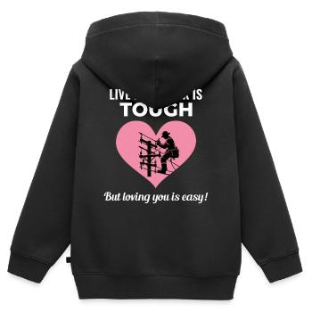 Lineman Valentinstag Live Line Work Liebe Romantik - Kinder Premium Organic Zip Hoodie - Schwarz - Hinten - AI Model Kid Male (0cm)