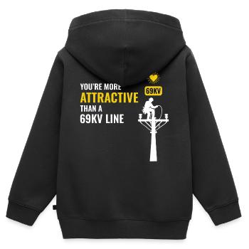 Lineman Valentine 69kV Line Attraction Humor Liebe - Kinder Premium Organic Zip Hoodie - Schwarz - Hinten - AI Model Kid Male (0cm)