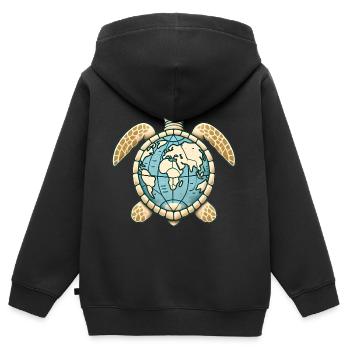 Erde Schildkröte Globus Illustration - Kinder Premium Organic Zip Hoodie - Schwarz - Hinten - AI Model Kid Male (0cm)
