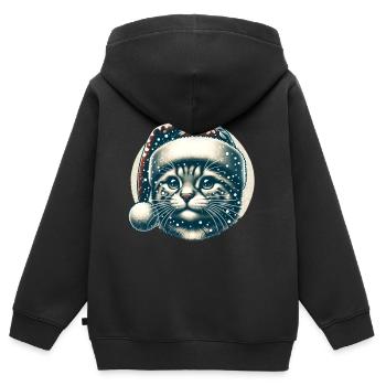 Christmas Cat Vintage Snowfall - Kids Premium Organic Zip-up Hoodie - black - Back - AI Model Kid Male (0cm)