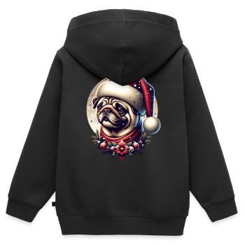 Christmas Pug Snowfall - Kids Premium Organic Zip-up Hoodie - black - Back - AI Model Kid Male (0cm)