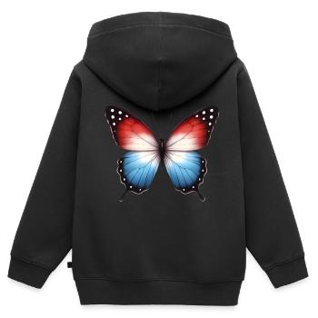Patriotisches Schmetterlingsflaggen-Design - Kinder Premium Organic Zip Hoodie - Schwarz - Hinten - AI Model Kid Male (0cm)