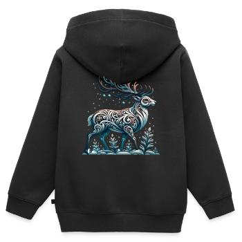 Renne Hiver Neige Vacances d’hiver - Sweat Premium à capuche zippé enfant bio - noir - Dos - AI Model Kid Male (0cm)