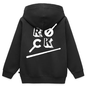 ROCK Drumsticks Tambours - Sweat Premium à capuche zippé enfant bio - noir - Dos - AI Model Kid Male (0cm)