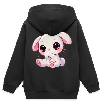 Adorable Bunny Nibbling Graphic - Kids Premium Organic Zip-up Hoodie - black - Back - AI Model Kid Male (0cm)