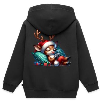Rentier Gemütliche Weihnachten - Kinder Premium Organic Zip Hoodie - Schwarz - Hinten - AI Model Kid Male (0cm)