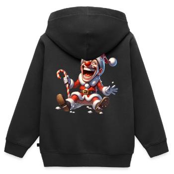Funny Santa Claus Clown First Snowfall - Kids Premium Organic Zip-up Hoodie - black - Back - AI Model Kid Male (0cm)