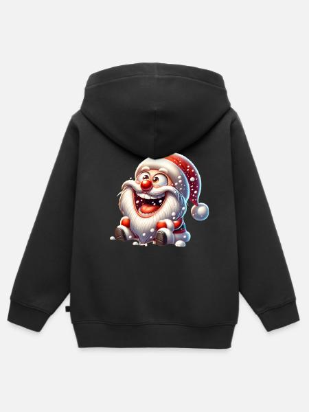 Weihnachtsmann Schneefall Lustig Comic - Kinder Premium Organic Zip Hoodie - Schwarz