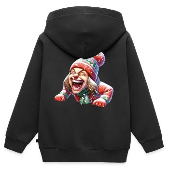 Schnee Schneeballschlacht Weihnachten Lustig Comic - Kinder Premium Organic Zip Hoodie - Schwarz - Hinten - AI Model Kid Male (0cm)