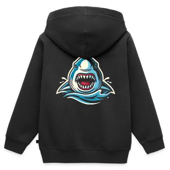 Morsure de requin féroce illustrationMorsure de requin féroce I - Sweat Premium à capuche zippé enfant bio - noir - Dos - AI Model Kid Male (0cm)