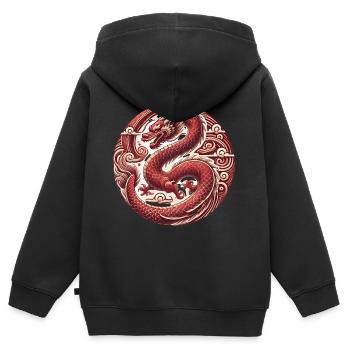 Vietnamesisches Neujahrs-Drachen-Abzeichen - Kinder Premium Organic Zip Hoodie - Schwarz - Hinten - AI Model Kid Male (0cm)