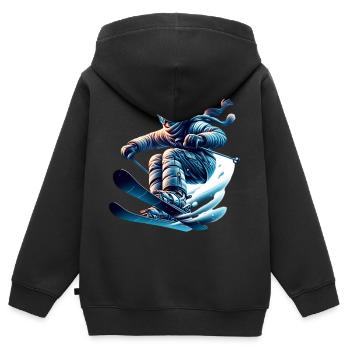 Skifahren Freestyle Skiurlaub - Kinder Premium Organic Zip Hoodie - Schwarz - Hinten - AI Model Kid Male (0cm)